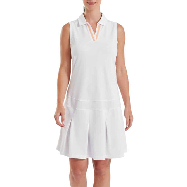 FootJoy EU Pleated White/Peach Women's Dress - One Golf