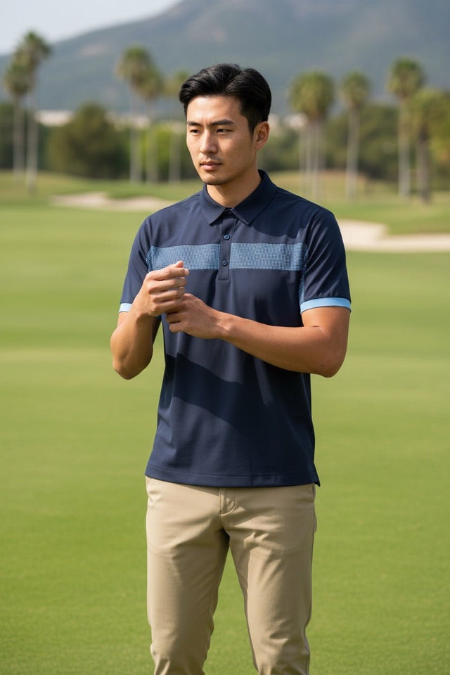 Galvin Green Mills Navy/Alaskan Blue Golf Shirt - One Golf