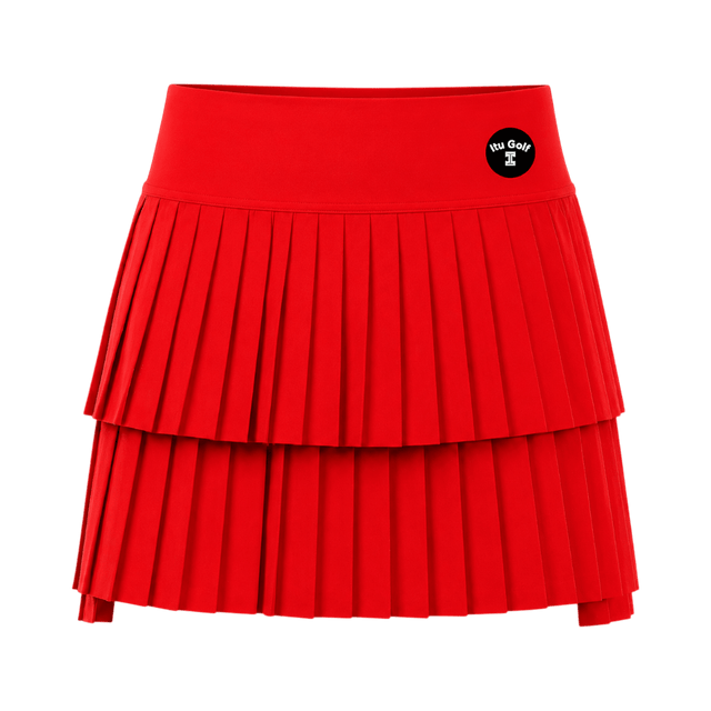 ITU Golf Layered Pleated Red Skort - One Golf