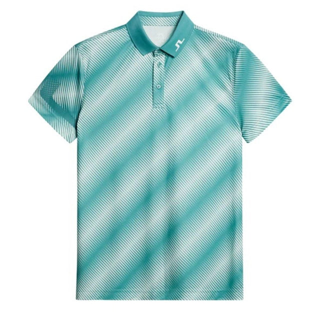 J.Lindeberg Heath Print Comb Teal M Polo - One Golf
