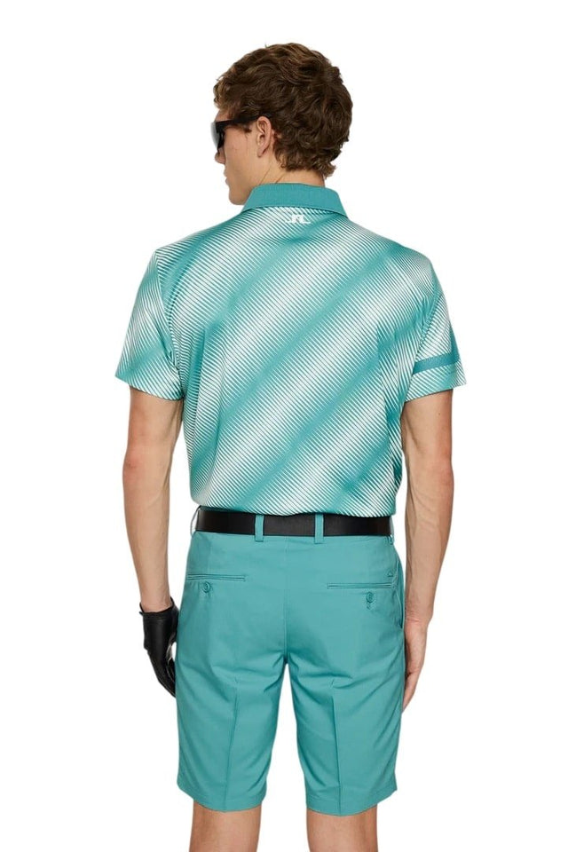 J.Lindeberg Heath Print Comb Teal M Polo - One Golf