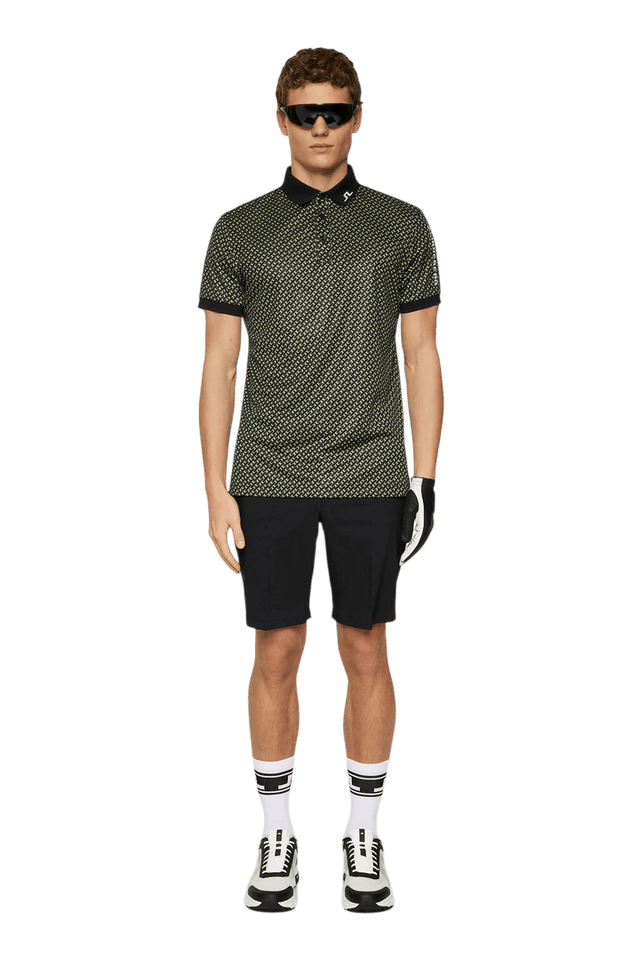 J.Lindeberg Tour Tech Geo Olive Print Polo - One Golf