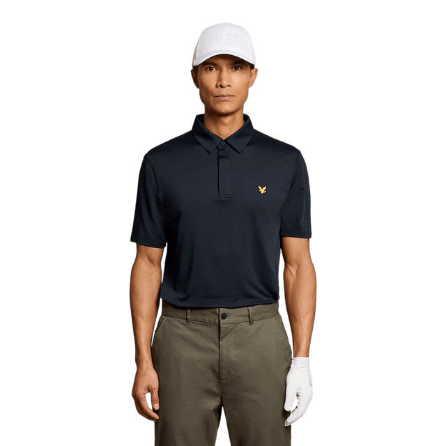 Lyle & Scott Golf Dark Navy Concealed Placket Polo Shirt - One Golf