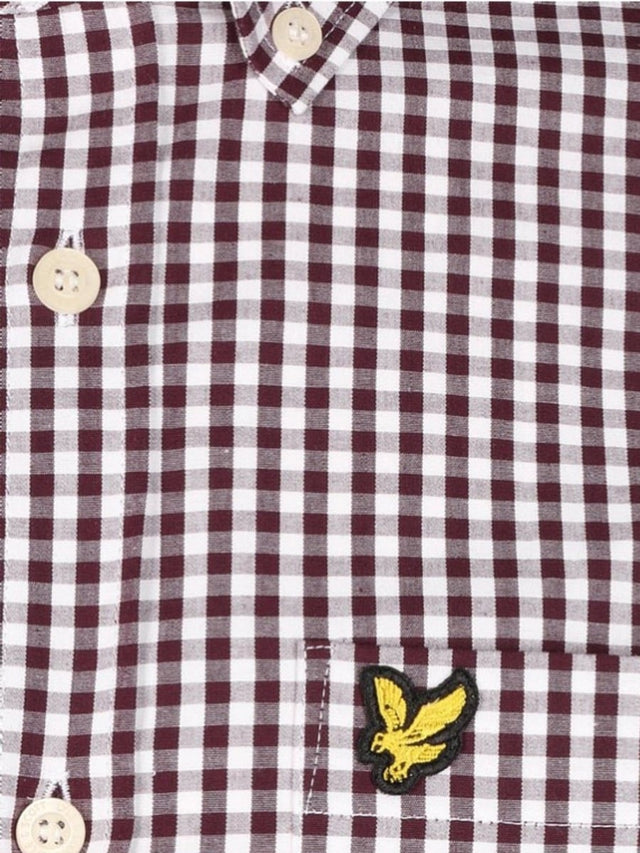 Lyle & Scott Gingham Burgundy Golf Shirt
