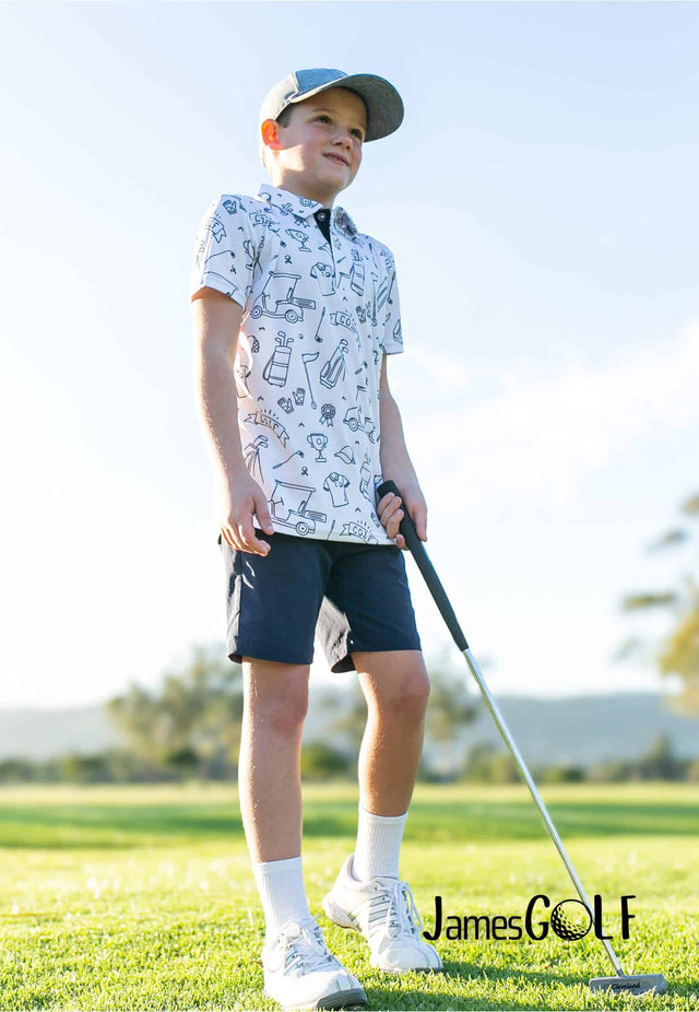JamesGolf Short Sleeve Golf 1 White/Black Golf Shirt
