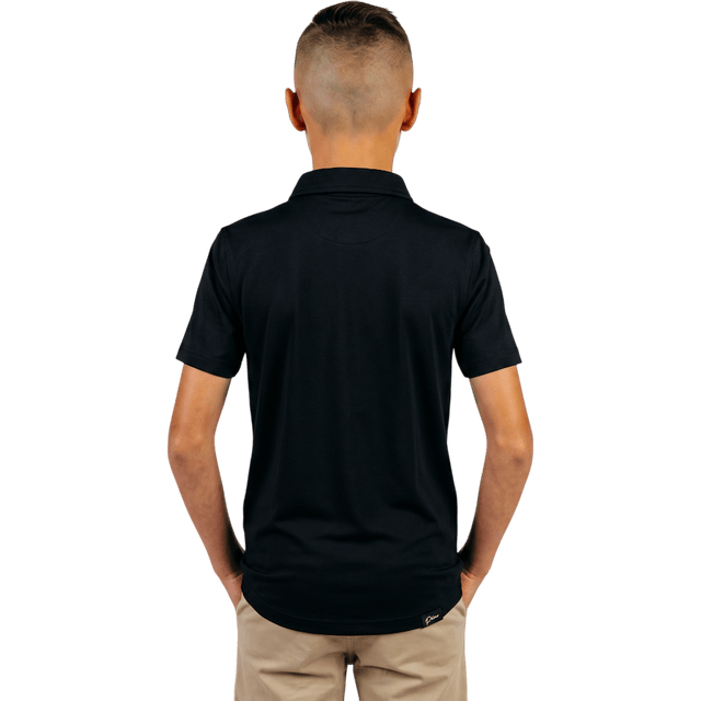 Primo Youth Boy's Black Classic Polo - One Golf