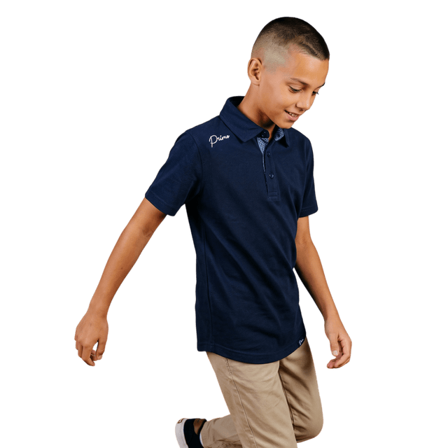 Primo Youth Boy's Navy Classic Polo - One Golf