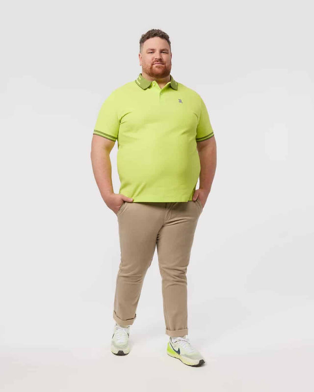 Psycho Bunny Men's Strype Fashion Lime Granita Polo