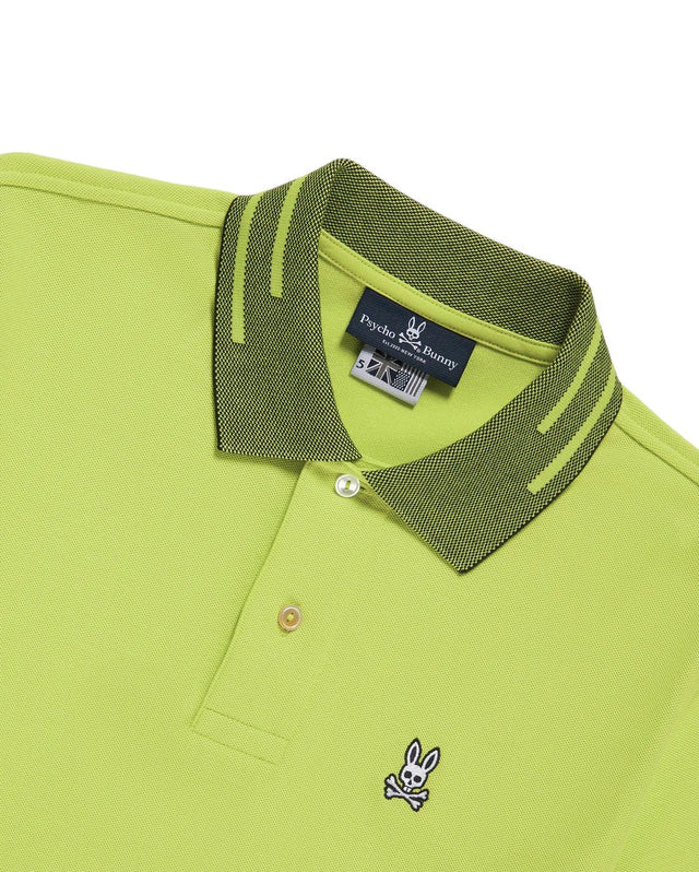 Psycho Bunny Men's Strype Fashion Lime Granita Polo - One Golf