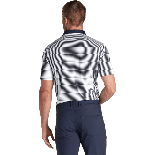 Puma Pure Striped Deep Navy/White Glow Polo - One Golf