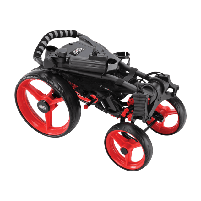 Spyder Premium 4 Wheeler Black/Red Rim Push Cart - One Golf