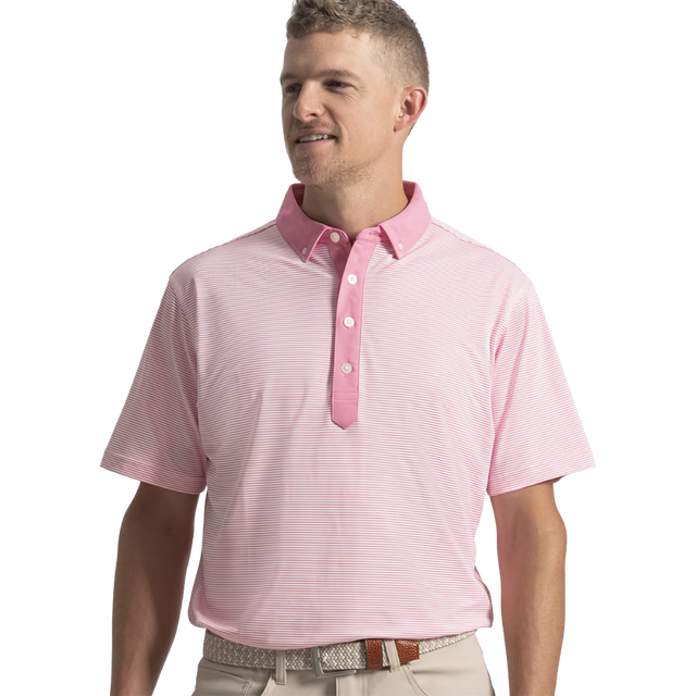FootJoy EU Feeder Stripe Piq Pink Shirt