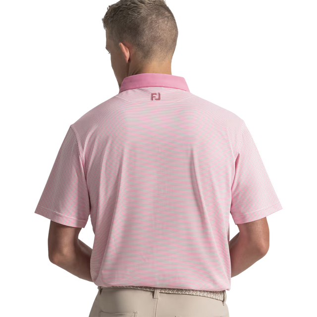 FootJoy EU Feeder Stripe Piq Pink Shirt
