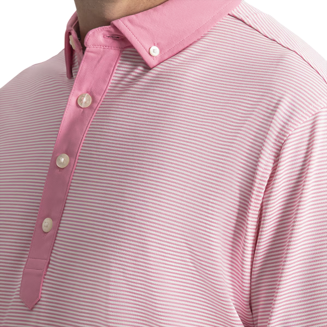 FootJoy EU Feeder Stripe Piq Pink Shirt