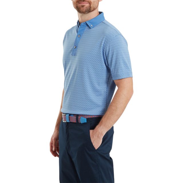 FootJoy EU Star Geo Jacquard Coastal Blue Polo