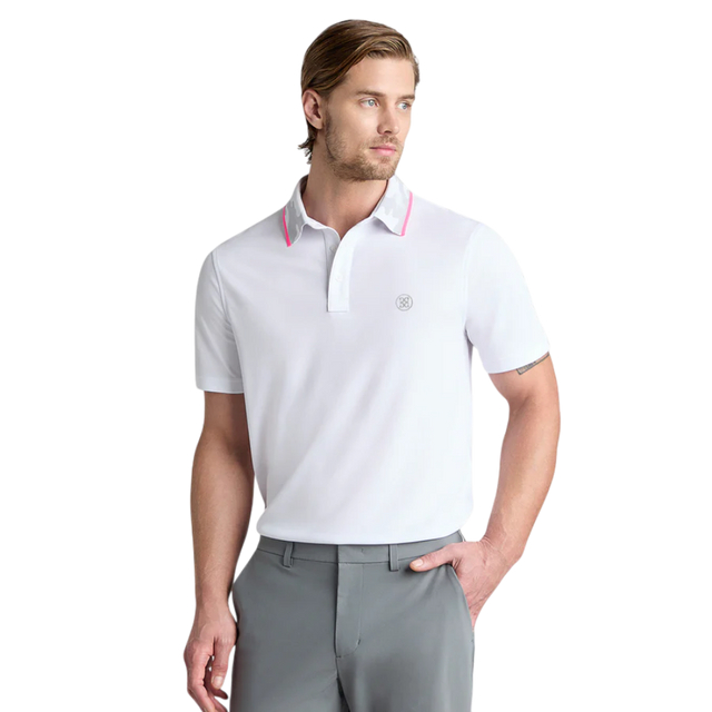 G/FORE Camo Collar Performance Pique Snow Polo Shirt