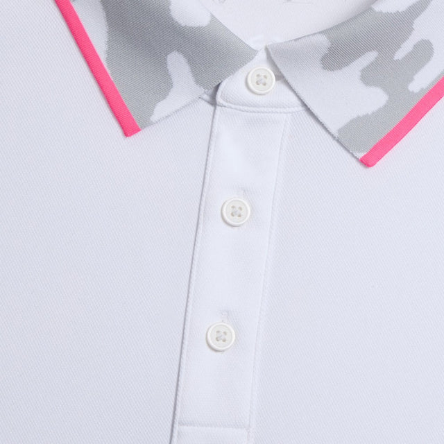 G/FORE Camo Collar Performance Pique Snow Polo Shirt