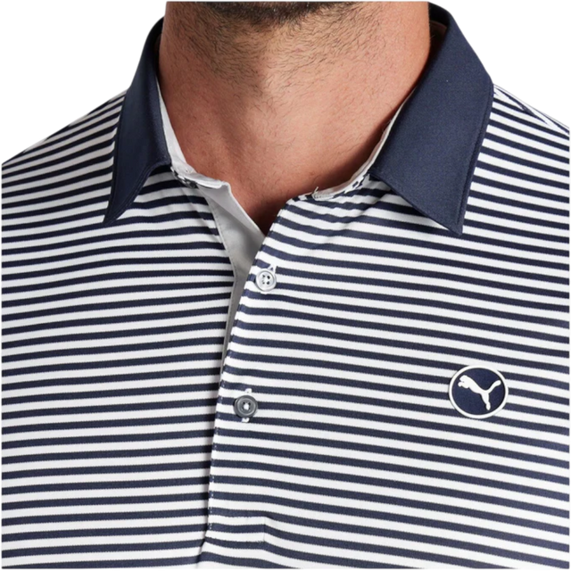 Puma Pure Striped Deep Navy/White Glow Polo