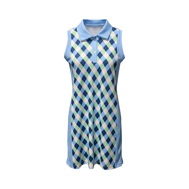 Cutter and Buck Argyle Sky Navy Lime Dress - One Golf