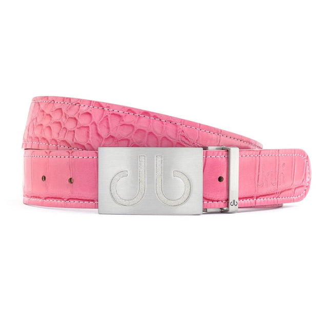 Druh Pink Crocodile Leather Belt