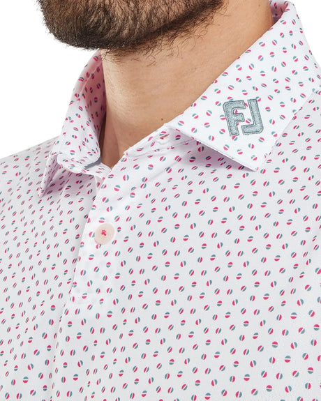 FootJoy Bounce Print Pique White/Hibiscus/Flint Polo - One Golf