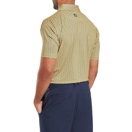 FootJoy EU Citrus Print Lisle Taxi/Navy Polo - One Golf