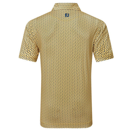 FootJoy EU Citrus Print Lisle Taxi/Navy Polo - One Golf