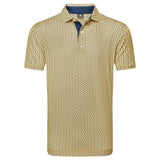FootJoy EU Citrus Print Lisle Taxi/Navy Polo - One Golf