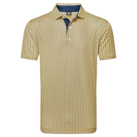 FootJoy EU Citrus Print Lisle Taxi/Navy Polo - One Golf