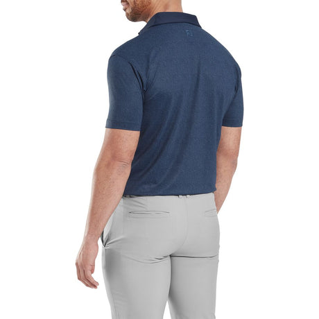 FootJoy EU Etched Texture Print Lisle Navy Polo - One Golf