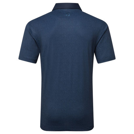 FootJoy EU Etched Texture Print Lisle Navy Polo - One Golf