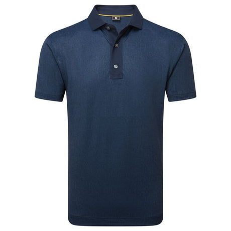 FootJoy EU Etched Texture Print Lisle Navy Polo - One Golf