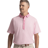 FootJoy EU Feeder Stripe Piq Pink Shirt - One Golf