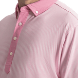 FootJoy EU Feeder Stripe Piq Pink Shirt - One Golf