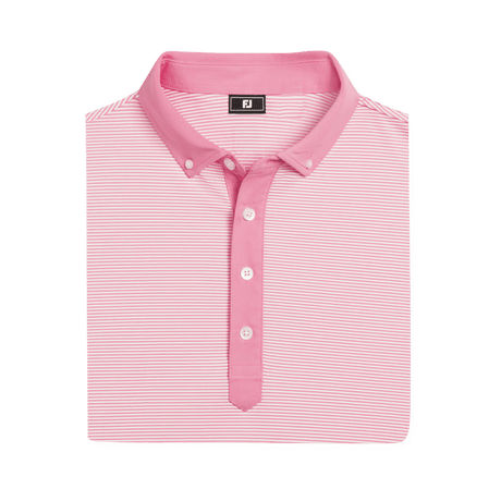 FootJoy EU Feeder Stripe Piq Pink Shirt - One Golf