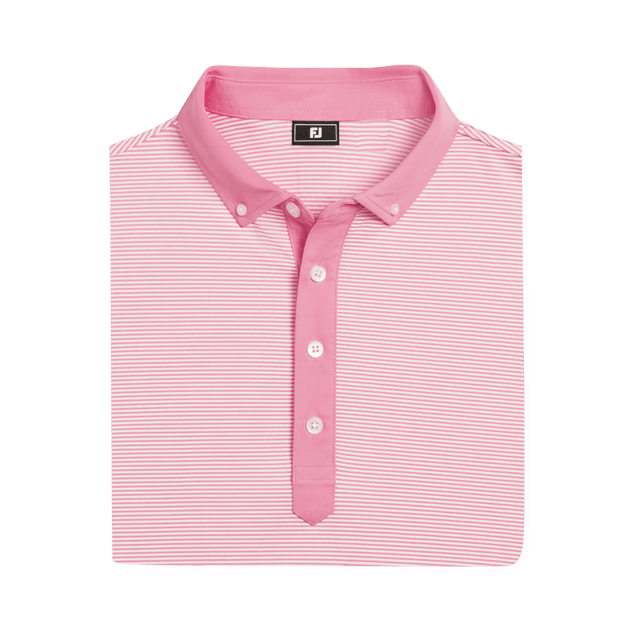 FootJoy EU Feeder Stripe Piq Pink Shirt - One Golf
