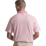 FootJoy EU Feeder Stripe Piq Pink Shirt - One Golf