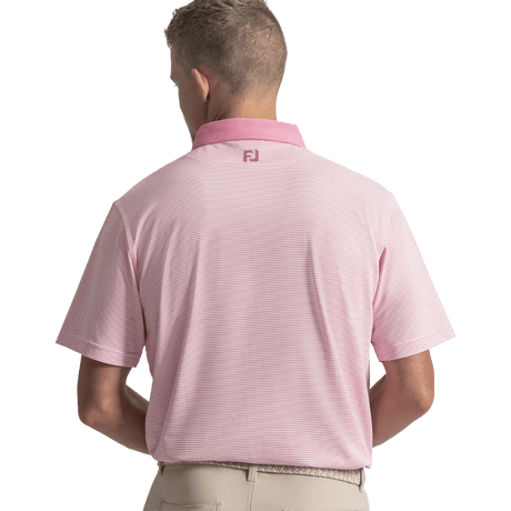 FootJoy EU Feeder Stripe Piq Pink Shirt - One Golf