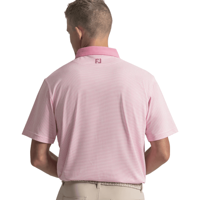FootJoy EU Feeder Stripe Piq Pink Shirt - One Golf