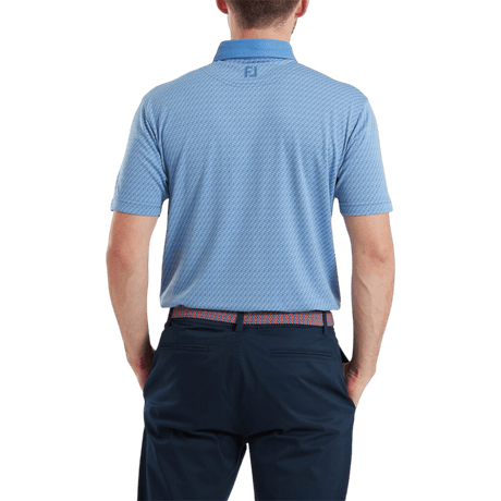 FootJoy EU Star Geo Jacquard Coastal Blue Polo - One Golf