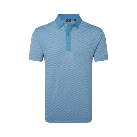 FootJoy EU Star Geo Jacquard Coastal Blue Polo - One Golf