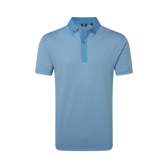 FootJoy EU Star Geo Jacquard Coastal Blue Polo - One Golf
