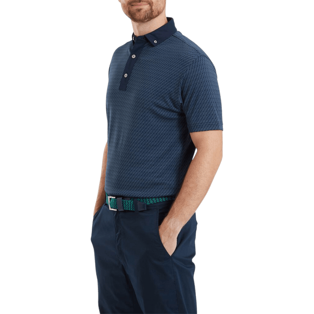 FootJoy EU Star Geo Jacquard Navy Polo - One Golf