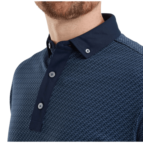 FootJoy EU Star Geo Jacquard Navy Polo - One Golf