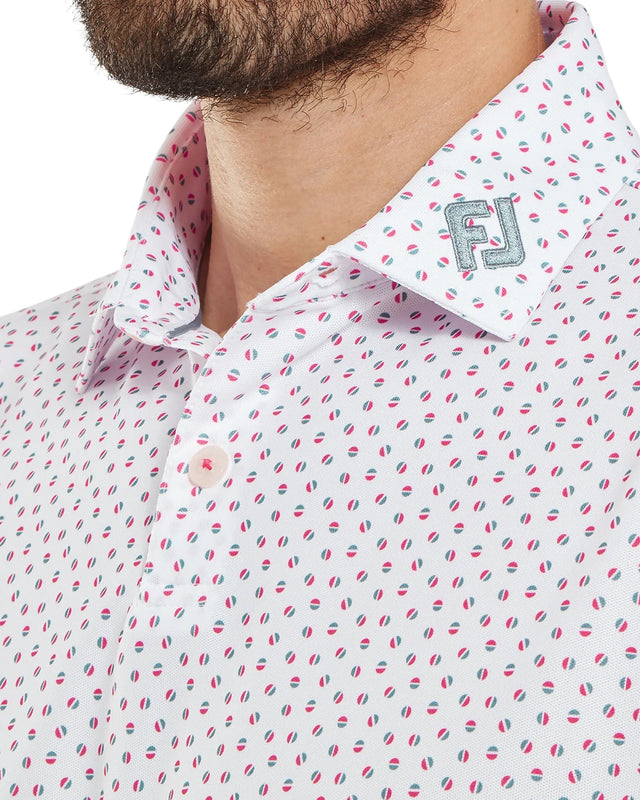 FootJoy Bounce Print Pique White/Hibiscus/Flint Polo