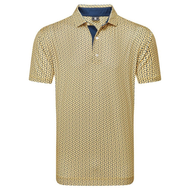 FootJoy EU Citrus Print Lisle Taxi/Navy Polo