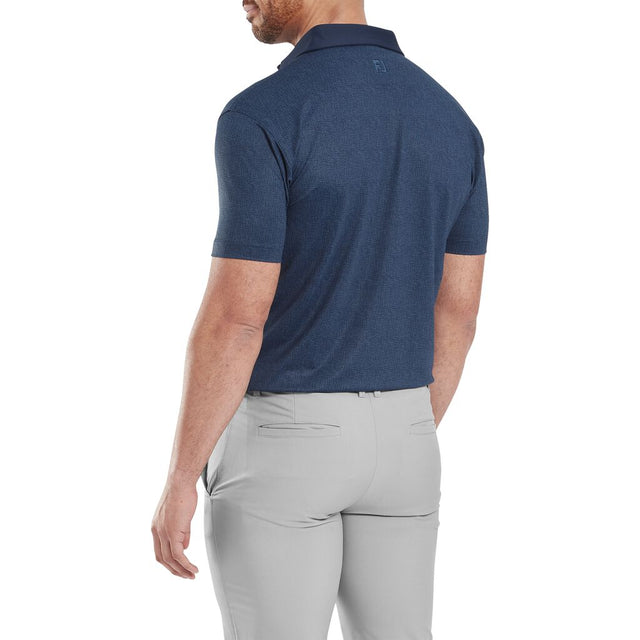 FootJoy EU Etched Texture Print Lisle Navy Polo