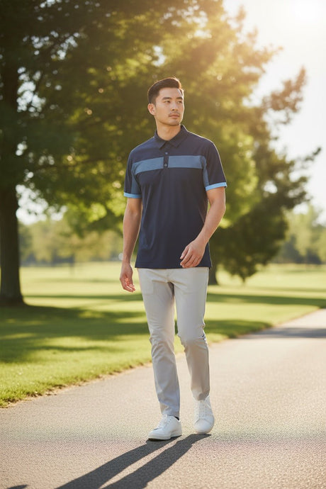 Galvin Green Mills Navy/Alaskan Blue Golf Shirt - One Golf