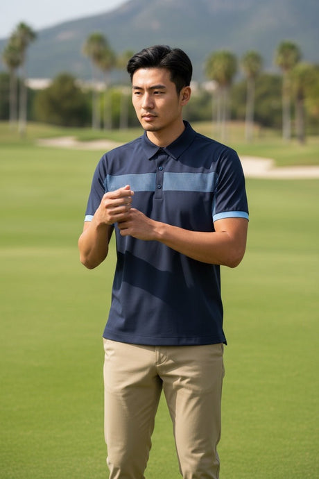 Galvin Green Mills Navy/Alaskan Blue Golf Shirt - One Golf