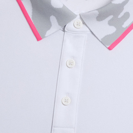 G/FORE Camo Collar Performance Pique Snow Polo Shirt - One Golf